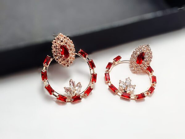 Elegant Red Zircon Hoop Earrings – Timeless Glamour