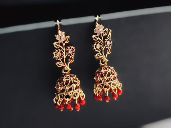 Traditional lndian Floral Jhumka Earrings – Royal Elegance