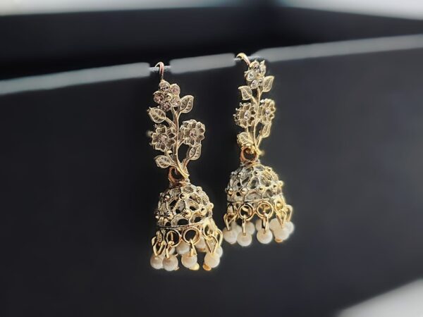 Traditional lndian Floral Jhumka Earrings – Royal Elegance - Image 3