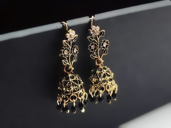 Traditional lndian Floral Jhumka Earrings – Royal Elegance - Image 4