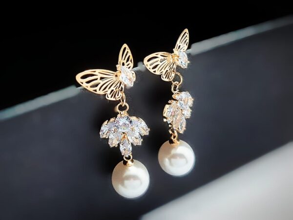 Butterfly Zircon Stone Earrings – Elegant & Stylish - Image 3